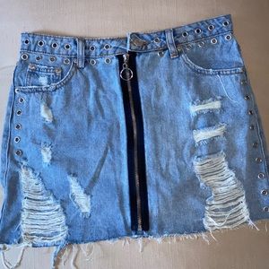 Pitaya Distressed Denim skirt